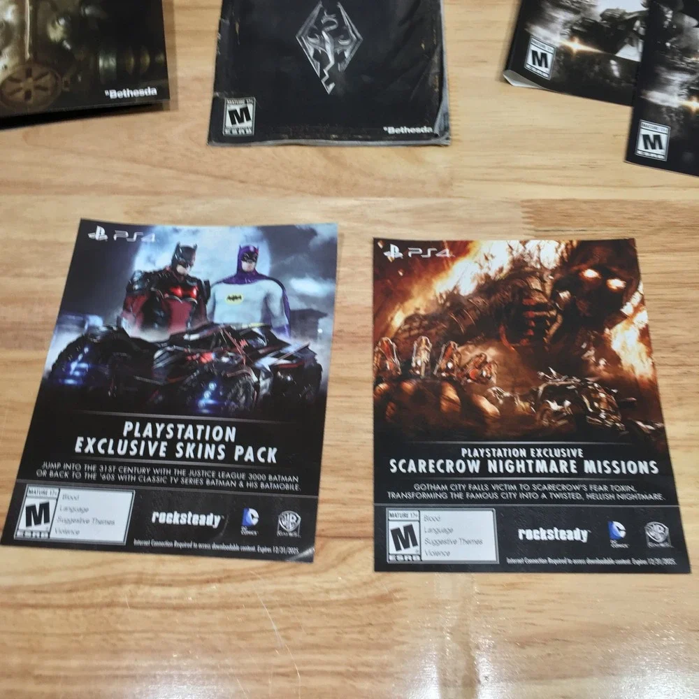 Skyrim Xbox 360 Case Manual Fallout 4 Batman Arkham Knight PS4 Inserts Lot